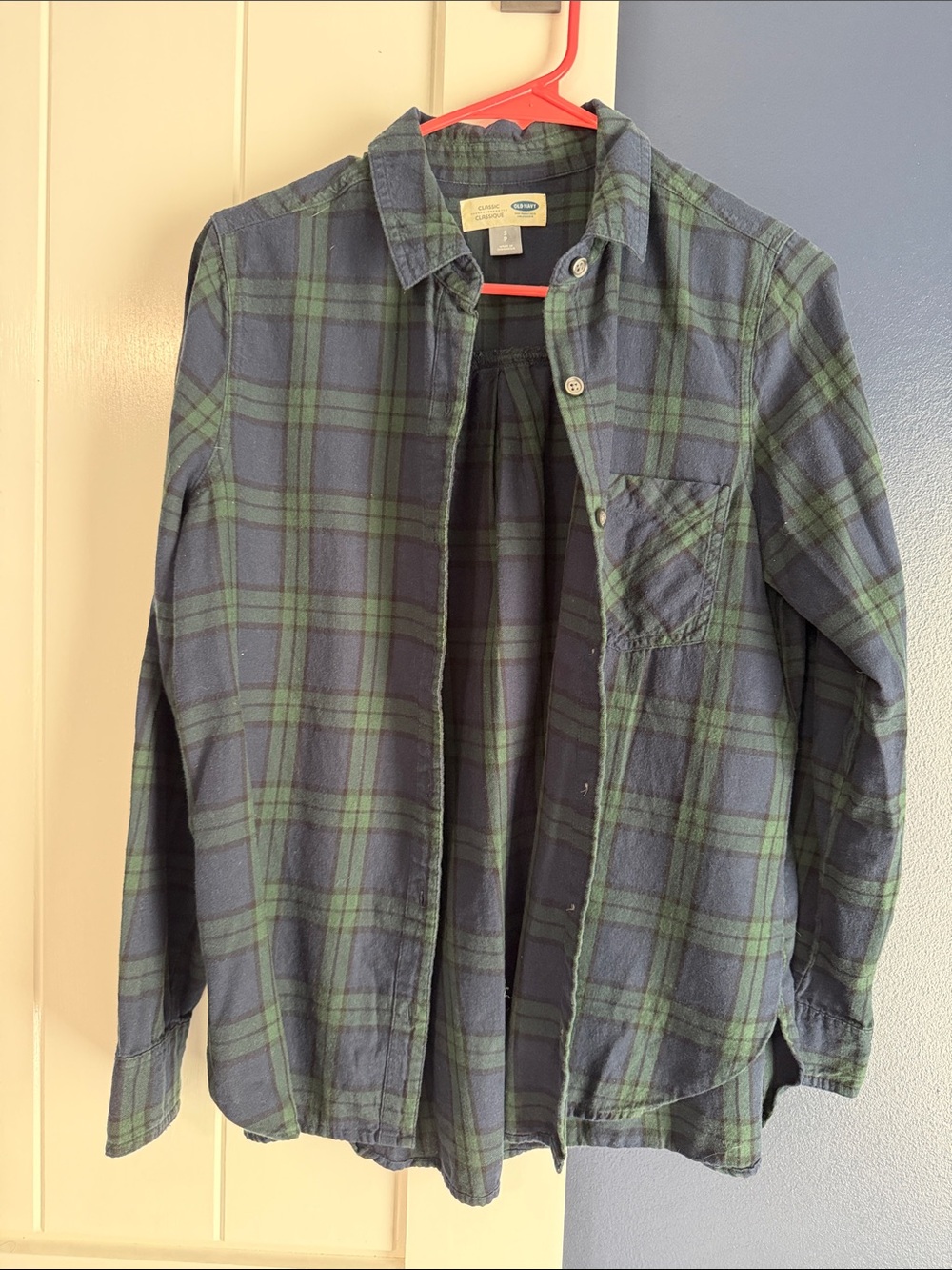 Old Navy Blue & Green Plaid Button-Up Shirt